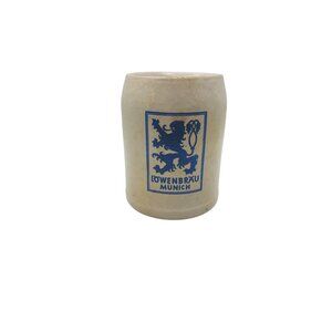 Vintage 1960s-70s Löwenbräu Munich German Stoneware Beer Mug With Handle